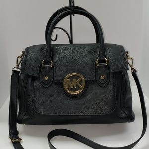 Michael Kors Large Black Pebbled Leather Margo Satchel Bag